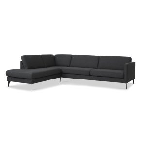 Ask st 60 stor OE sofa, m. venstre chaiselong - antracitgr polyester stof og Eiffel ben