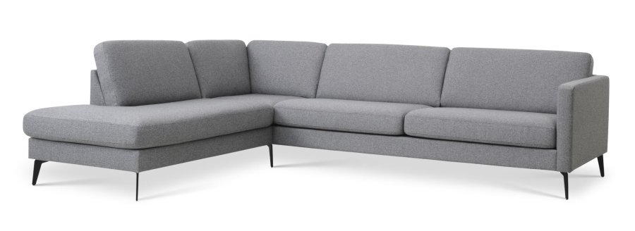 Ask st 60 stor OE sofa, m. venstre chaiselong - lys granitgr polyester stof og Eiffel ben