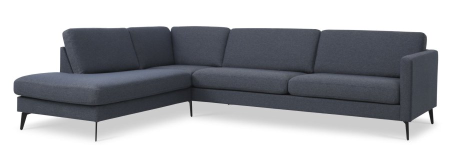 Ask st 60 stor OE sofa, m. venstre chaiselong - navy bl polyester stof og Eiffel ben