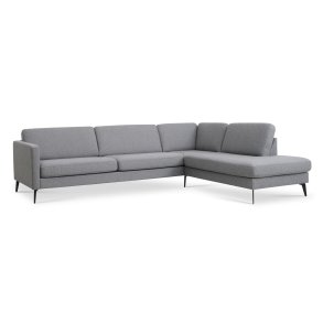 Ask st 61 stor OE sofa, m. hjre chaiselong - lys granitgr polyester stof og Eiffel ben
