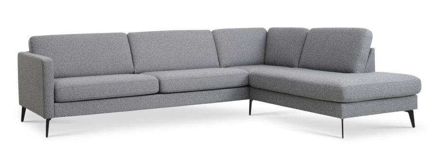 Ask st 61 stor OE sofa, m. hjre chaiselong - lys granitgr polyester stof og Eiffel ben