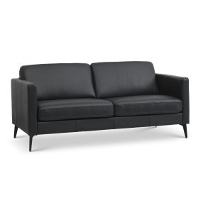 Ask 2,5 pers. sofa - sort semianilin lder og Eiffel ben