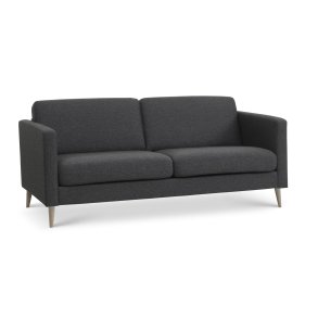 Ask 2,5 pers. sofa - antracitgr polyester stof og natur tr