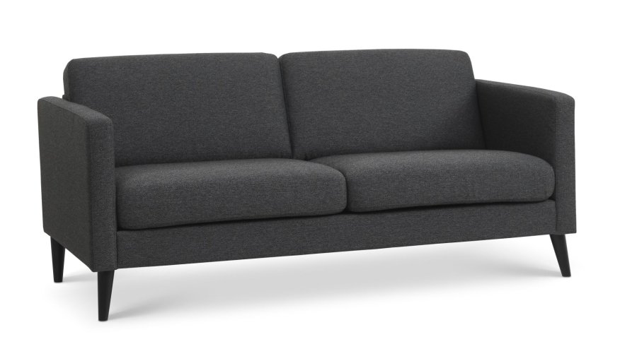 Ask 2,5 pers. sofa - antracitgr polyester stof og sort tr