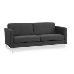 Ask 2,5 pers. sofa - antracitgr polyester stof og brstet aluminium