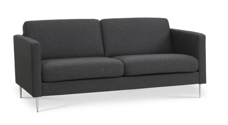 Ask 2,5 pers. sofa - antracitgr polyester stof og brstet aluminium