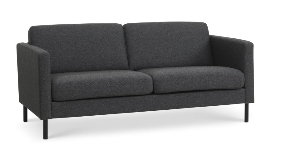 Ask 2,5 pers. sofa - antracitgr polyester stof og sort metal