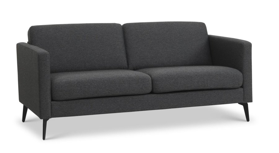Ask 2,5 pers. sofa - antracitgr polyester stof og Eiffel ben