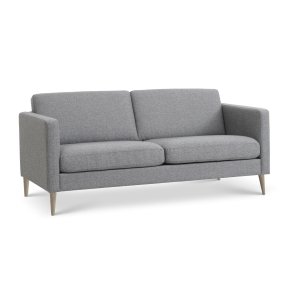 Ask 2,5 pers. sofa - lys granitgr polyester stof og natur tr