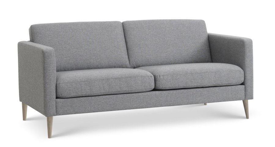 Ask 2,5 pers. sofa - lys granitgr polyester stof og natur tr