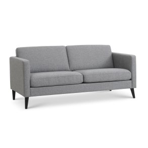 Ask 2,5 pers. sofa - lys granitgr polyester stof og sort tr