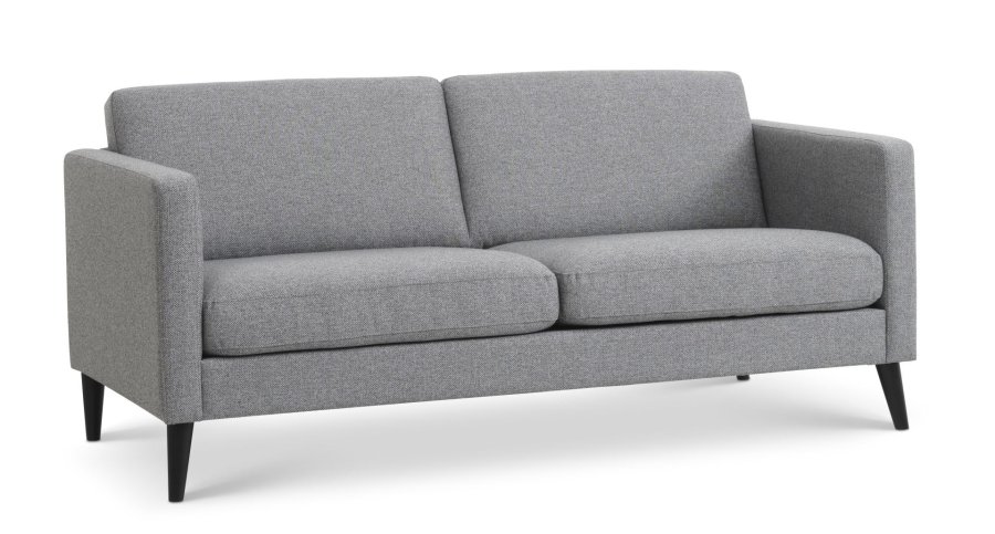 Ask 2,5 pers. sofa - lys granitgr polyester stof og sort tr