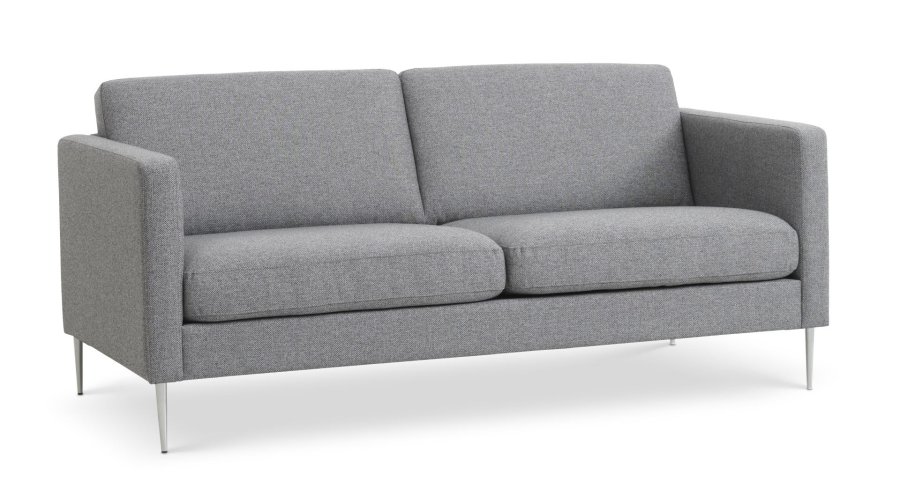 Ask 2,5 pers. sofa - lys granitgr polyester stof og brstet aluminium