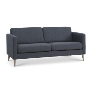 Ask 2,5 pers. sofa - navy bl polyester stof og natur tr