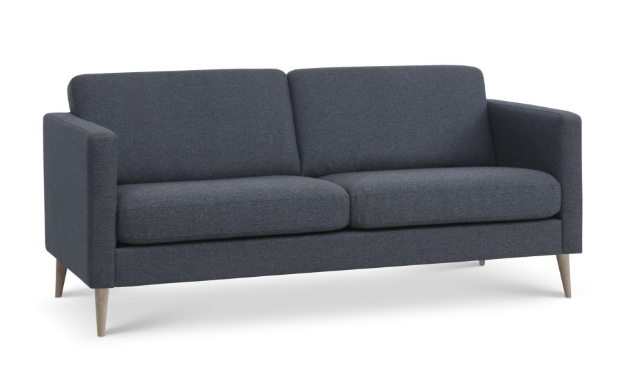 Ask 2,5 pers. sofa - navy bl polyester stof og natur tr