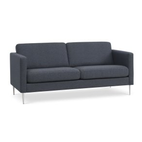 Ask 2,5 pers. sofa - navy bl polyester stof og brstet aluminium
