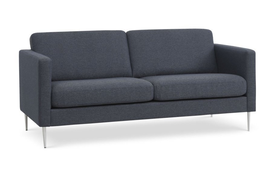Ask 2,5 pers. sofa - navy bl polyester stof og brstet aluminium