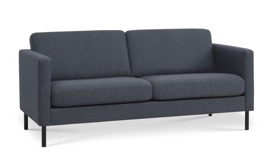 Ask 2,5 pers. sofa - navy bl polyester stof og sort metal