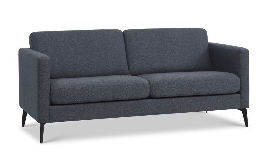 Ask 2,5 pers. sofa - navy bl polyester stof og Eiffel ben
