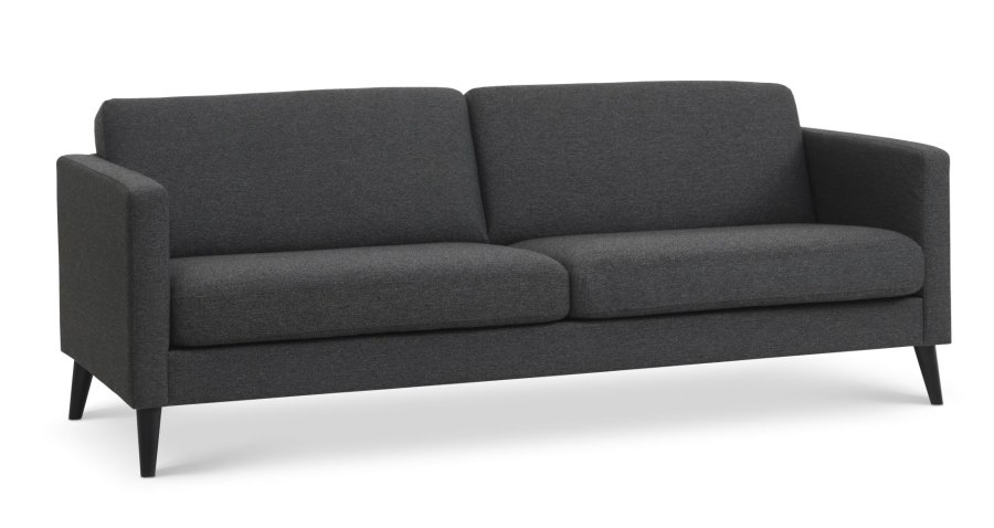 Ask 3 pers. sofa - antracitgr polyester stof og sort tr