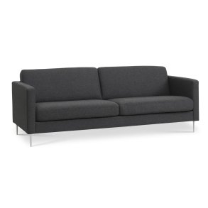 Ask 3 pers. sofa - antracitgr polyester stof og brstet aluminium