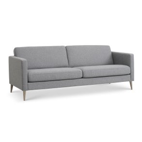Ask 3 pers. sofa - lys granitgr polyester stof og natur tr