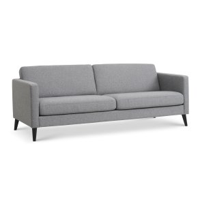 Ask 3 pers. sofa - lys granitgr polyester stof og sort tr