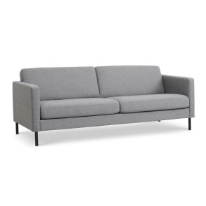 Ask 3 pers. sofa - lys granitgr polyester stof og sort metal