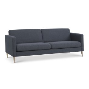 Ask 3 pers. sofa - navy bl polyester stof og natur tr