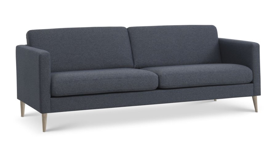 Ask 3 pers. sofa - navy bl polyester stof og natur tr