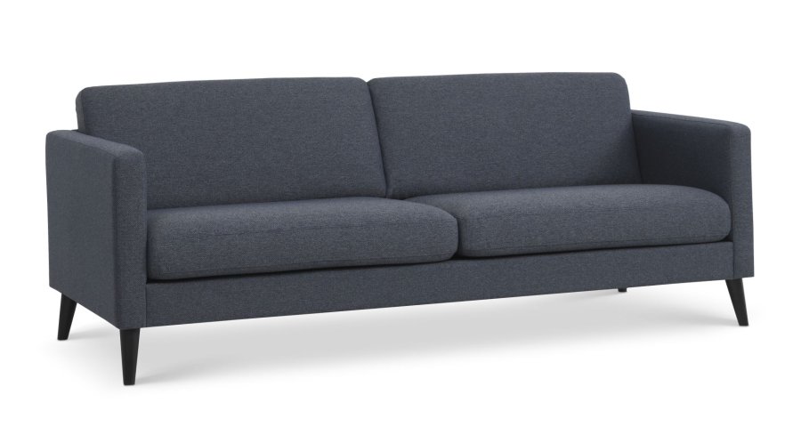 Ask 3 pers. sofa - navy bl polyester stof og sort tr
