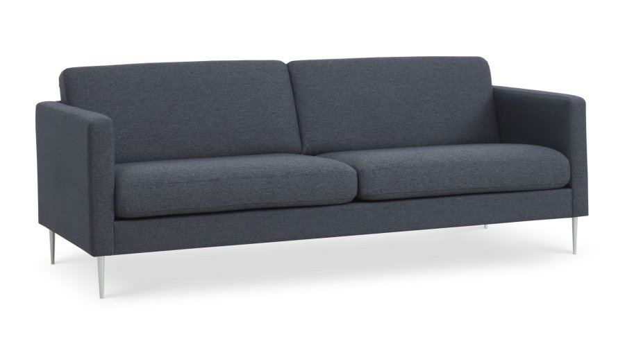 Ask 3 pers. sofa - navy bl polyester stof og brstet aluminium