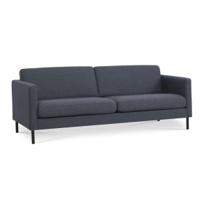 Ask 3 pers. sofa - navy bl polyester stof og sort metal