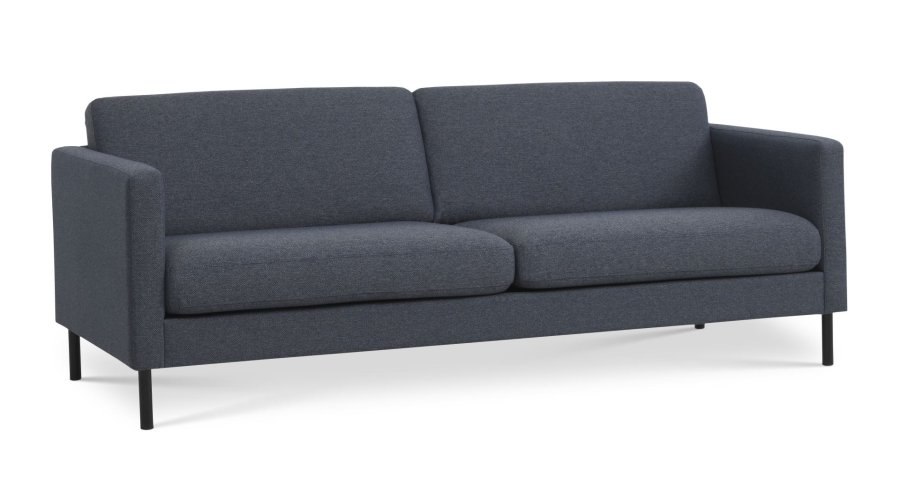 Ask 3 pers. sofa - navy bl polyester stof og sort metal