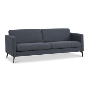 Ask 3 pers. sofa - navy bl polyester stof og Eiffel ben