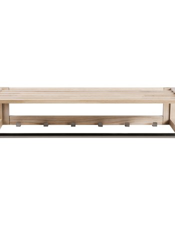 ROWICO rektangulr Confetti hattehylde m. 6 kroge -  hvidvasket eg og metal (80cm) 