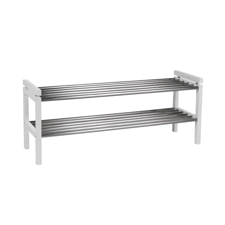 ROWICO rektangulr Confetti skohylde - metal og hvid birk (100x40)