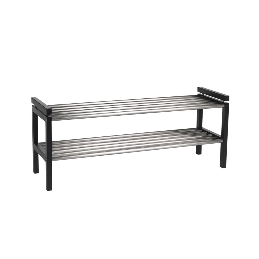 ROWICO rektangulr Confetti skohylde - metal og sort eg (100x40)