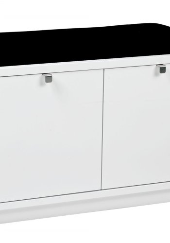 ROWICO Confetti bnk - hvidlakeret tr/sort stofhynde, m. 2 skuffer