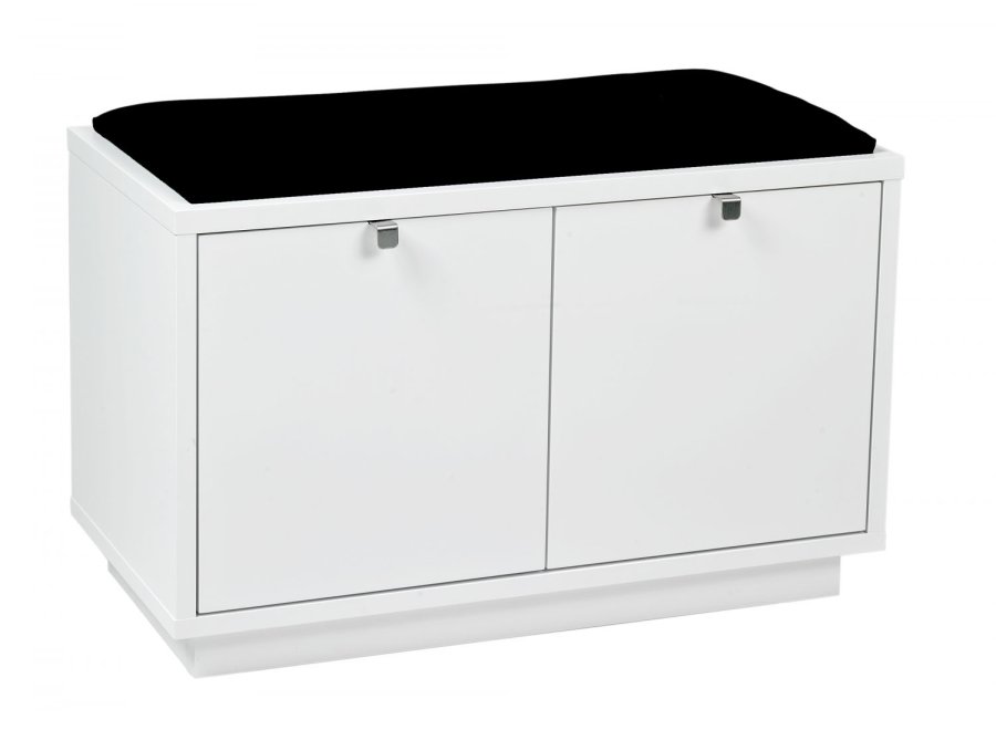 ROWICO Confetti bnk - hvidlakeret tr/sort stofhynde, m. 2 skuffer