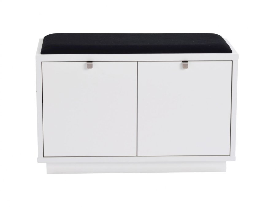 ROWICO Confetti bnk - hvidlakeret tr/sort stofhynde, m. 2 skuffer