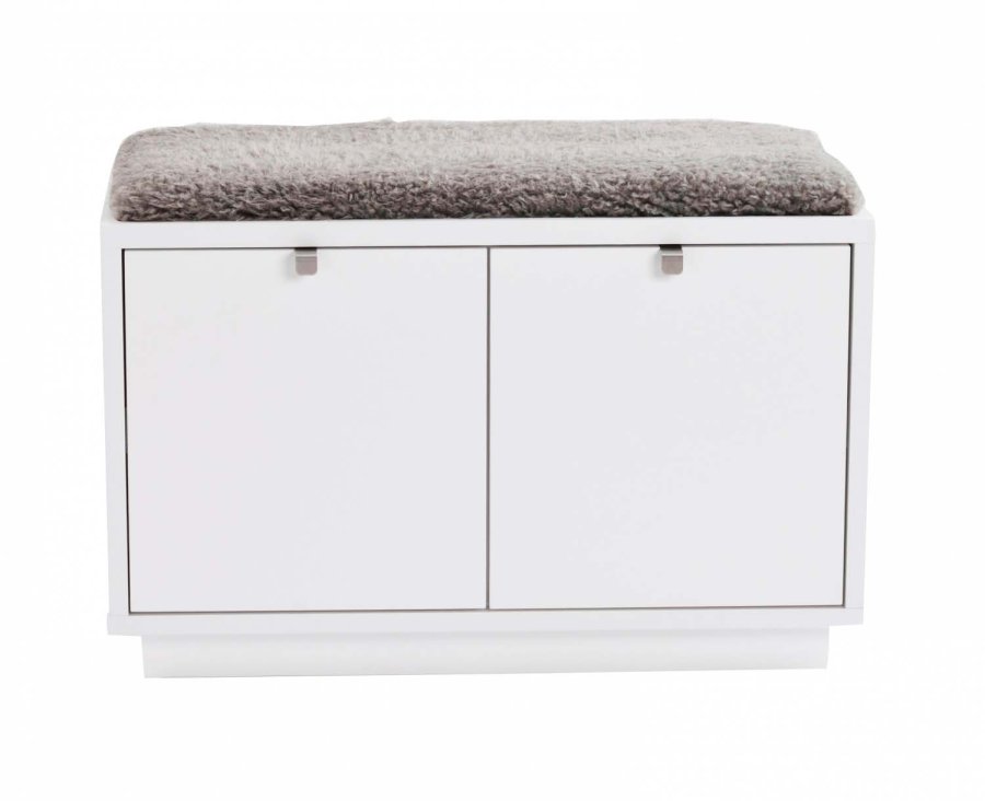 ROWICO Confetti bnk - hvidlakeret tr/lysegr stofhynde, m. 2 skuffer