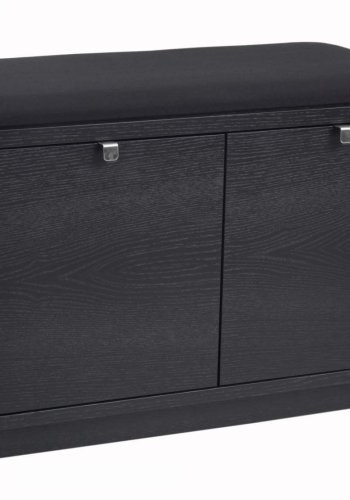 ROWICO Confetti bnk - sort eg/sort stofhynde, m. 2 skuffer