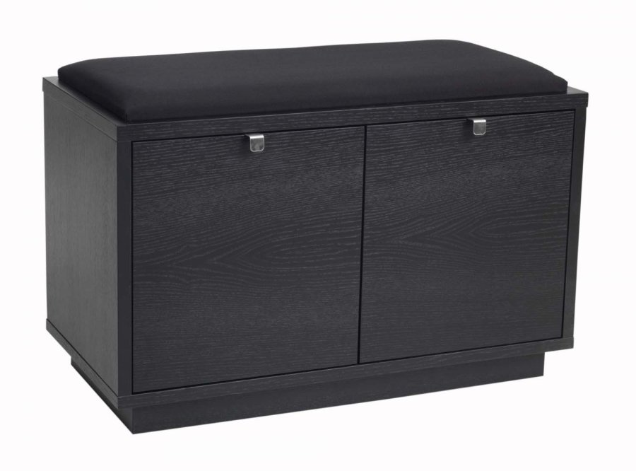 ROWICO Confetti bnk - sort eg/sort stofhynde, m. 2 skuffer