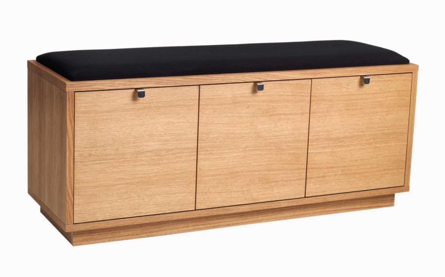 ROWICO Confetti bnk - olieret eg/sort stofhynde, m. 3 skuffer