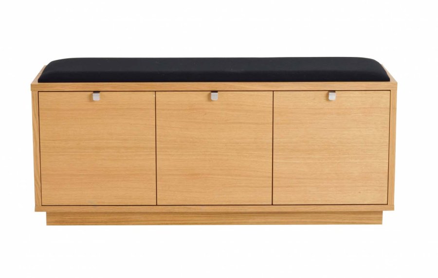 ROWICO Confetti bnk - olieret eg/sort stofhynde, m. 3 skuffer