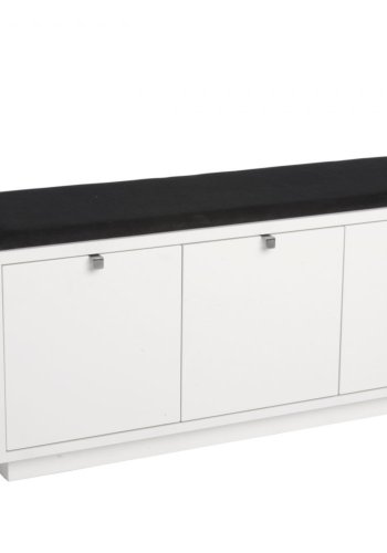 ROWICO Confetti bnk - hvidlakeret tr/sort stofhynde, m. 3 skuffer