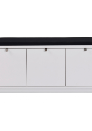 ROWICO Confetti bnk - hvidlakeret tr/sort stofhynde, m. 3 skuffer