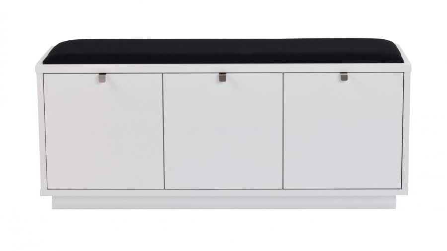 ROWICO Confetti bnk - hvidlakeret tr/sort stofhynde, m. 3 skuffer