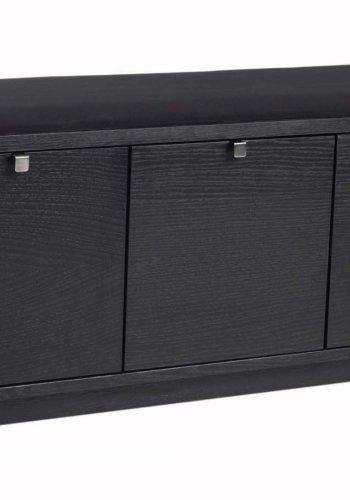 ROWICO Confetti bnk - sort eg/sort stofhynde, m. 3 skuffer